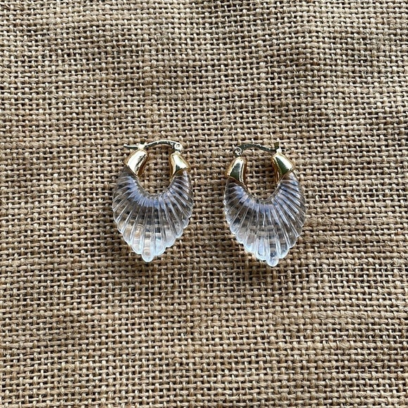 Arctic Clear Vintage Hoops Gold Plated Transparent Loop New NWOT - Picture 11 of 14